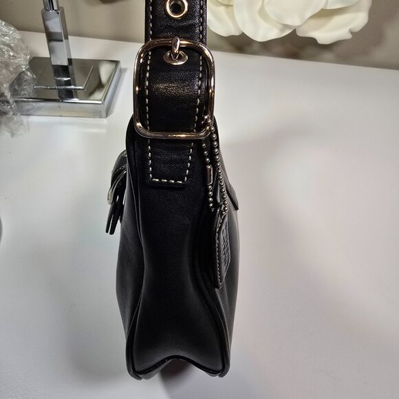 Vintage Coach Buckle Hobo Black Leather Bag - Picture 5 of 11